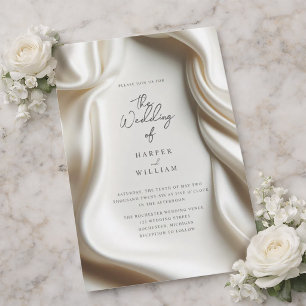 Invitation de mariage en satin blanc élégant
