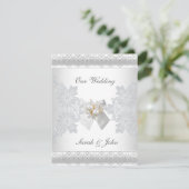 Invitation de mariage en soie blanche dentelle per (Debout devant)