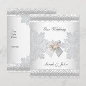 Invitation de mariage en soie blanche dentelle per (Devant / Derrière)