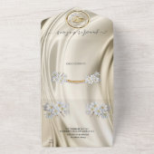 Invitation de mariage en soie dorée et perles (Dehors)