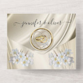 Invitation de mariage en soie dorée et perles (Verso)