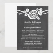 Invitation de mariage en tableau noir Rose ivoire (Devant / Derrière)
