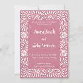 Invitation de mariage en Talavera mexicaine rose (Devant)