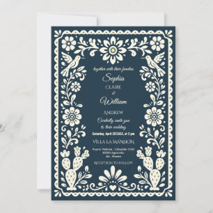 Invitation de mariage en Talavera verte sauge mexi
