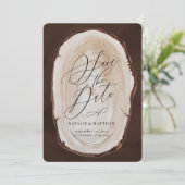Invitation de mariage en tranche de bois rustique (Debout devant)
