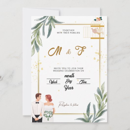 Invitation de mariage enchantée dans le jardin | W (Devant)