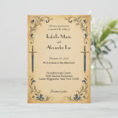Invitation de mariage épée de joueur de fantasy (Debout devant)