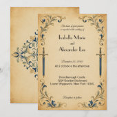 Invitation de mariage épée de joueur de fantasy (Devant / Derrière)