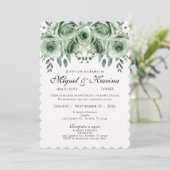 Invitation de mariage espagnol avec verdure (Debout devant)