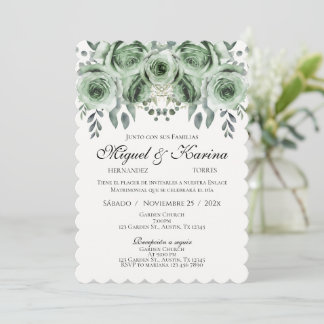 Invitation de mariage espagnol avec verdure