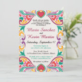 Invitation de mariage espagnol Floral Fiesta (Debout devant)