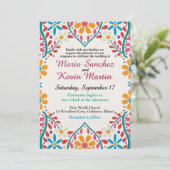 Invitation de mariage espagnol Floral Fiesta (Debout devant)