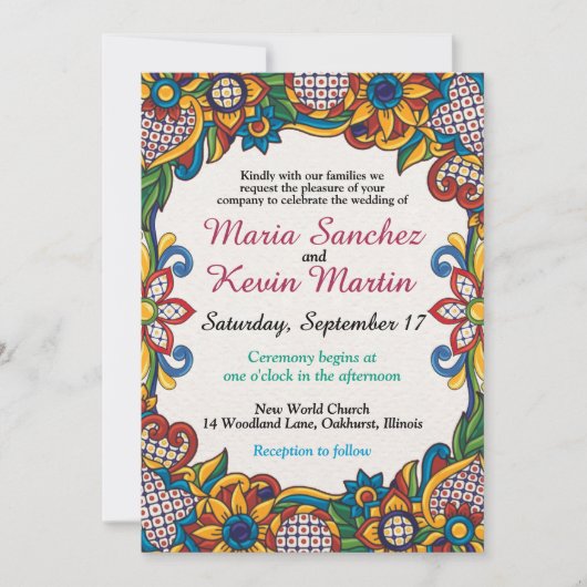 Invitation de mariage espagnol Floral Fiesta (Devant)