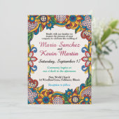 Invitation de mariage espagnol Floral Fiesta (Debout devant)