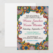 Invitation de mariage espagnol Floral Fiesta (Devant / Derrière)