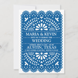 Invitation de mariage espagnol Paisley bleu Fiesta