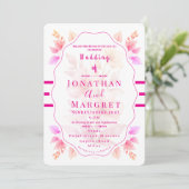 Invitation de mariage esthétique florale rose clas (Debout devant)
