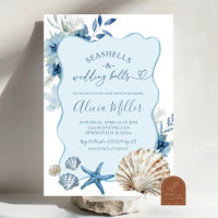 Invitation de mariage estival bohème bleu plage