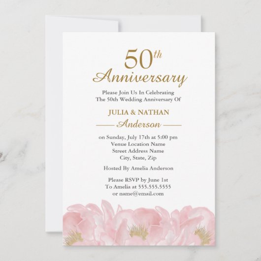 Invitation de mariage et d'anniversaire de mariage (Devant)