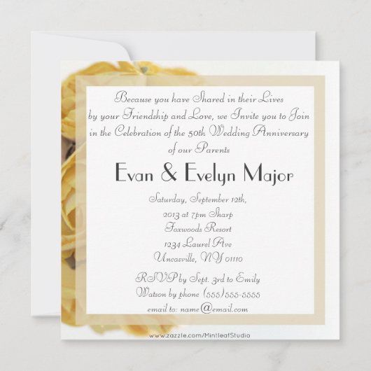 Invitation de mariage et d'anniversaire de mariage (Dos)