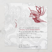 Invitation de mariage et de fiançailles avec oisea (Devant / Derrière)