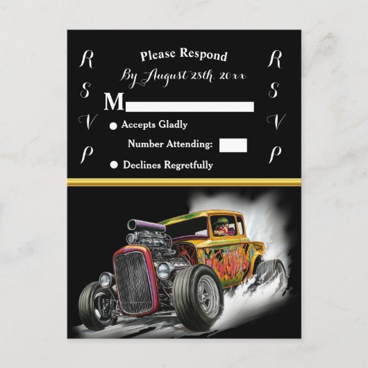 Invitation de mariage et Hot Rod (Devant)