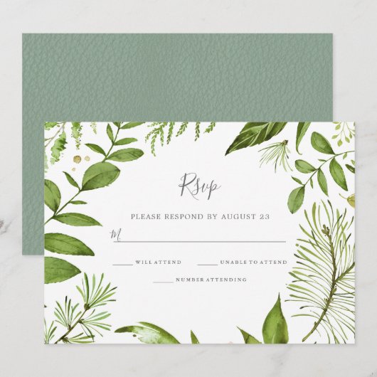 Invitation de mariage été printemps Modern Greener (Devant / Derrière)