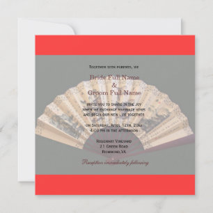 Invitation de mariage éventail en bambou et soie c