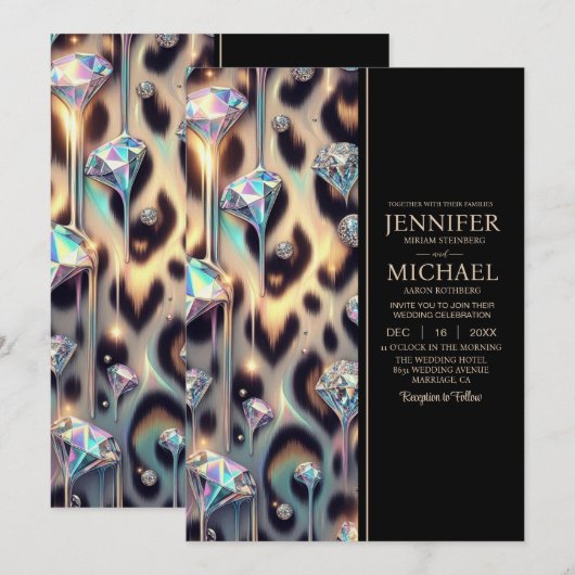 Invitation de mariage exotique et chic tout-en-un (Devant / Derrière)