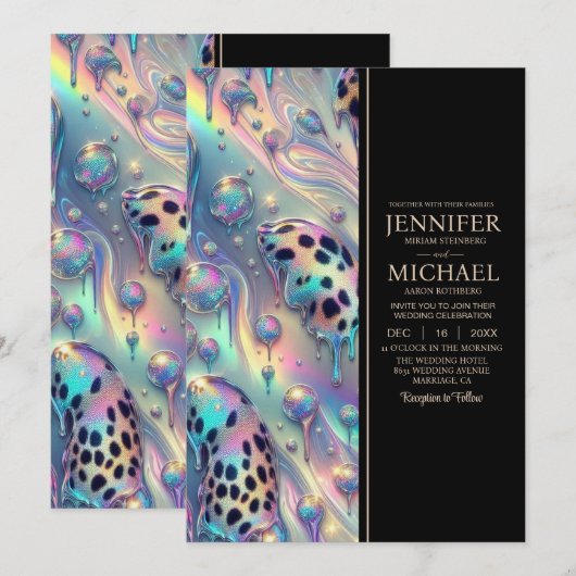 Invitation de mariage exotique et chic tout-en-un (Devant / Derrière)