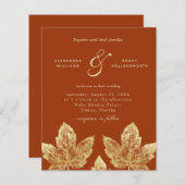 Invitation De Mariage Feuille Burnt Orange Et Gold (Devant / Derrière)