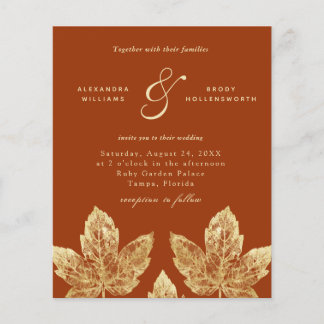 Invitation De Mariage Feuille Burnt Orange Et Gold