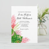 Invitation de mariage feuille d'aquarelle tropical (Debout devant)
