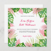 Invitation de mariage feuille d'aquarelle tropical (Devant / Derrière)