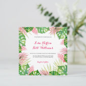 Invitation de mariage feuille d'aquarelle tropical (Debout devant)