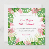 Invitation de mariage feuille d'aquarelle tropical (Devant)