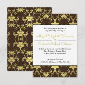 Invitation de mariage feuille d'or Mid-Century Mod (Devant / Derrière)