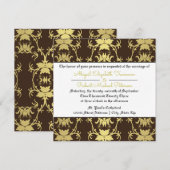 Invitation de mariage - Feuille d'or Moderne du Mi (Devant / Derrière)