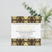 Invitation de mariage - Feuille d'or Moderne du Mi (Debout devant)