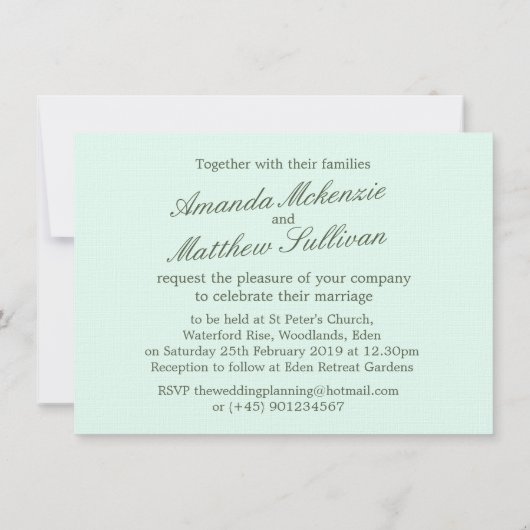 Invitation de mariage feuille simple à ressort d'a (Dos)