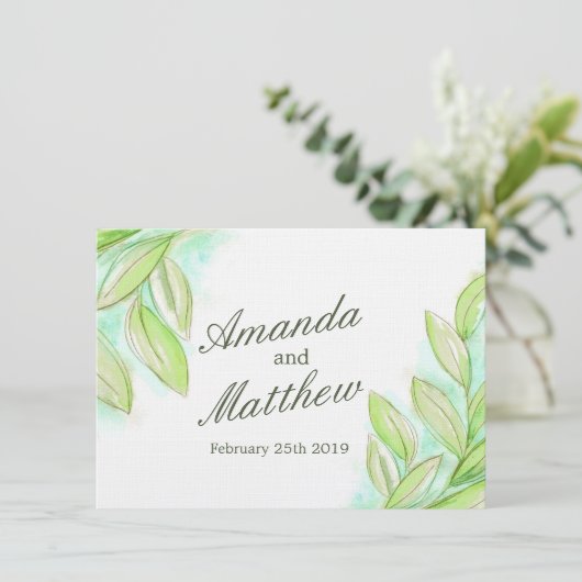 Invitation de mariage feuille simple à ressort d'a (Debout devant)