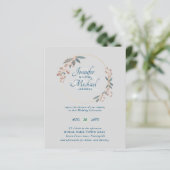 Invitation de mariage Feuilles Orange Turquoise BU (Debout devant)