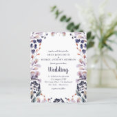 Invitation de mariage Feuilles violets de lavande  (Debout devant)