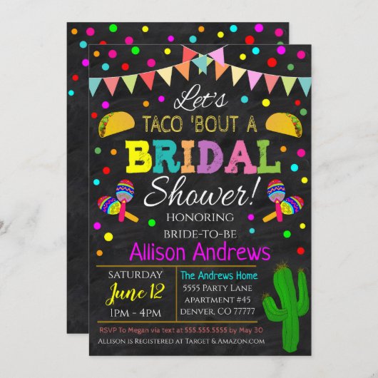 Invitation de mariage Fiesta (Devant / Derrière)