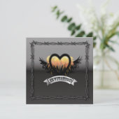 Invitation de mariage Flames Heart RockNRoll Biker (Debout devant)