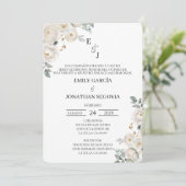 Invitation de mariage fleur blanche (Debout devant)