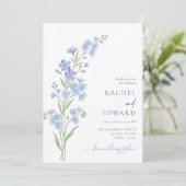 Invitation de mariage Fleur Bleue Sauvage (Debout devant)