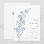 Invitation de mariage Fleur Bleue Sauvage (Devant / Derrière)