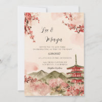 Invitation de mariage Fleur de cerisier japonaise