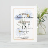 Invitation de mariage Fleur de couleur d'eau bleue (Debout devant)